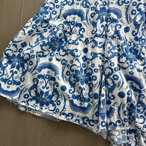 Borgo De Nor Julia Cotton Dress Venezia Blue Off the Shoulder Button UK 12 US 8 - Picture 9 of 11